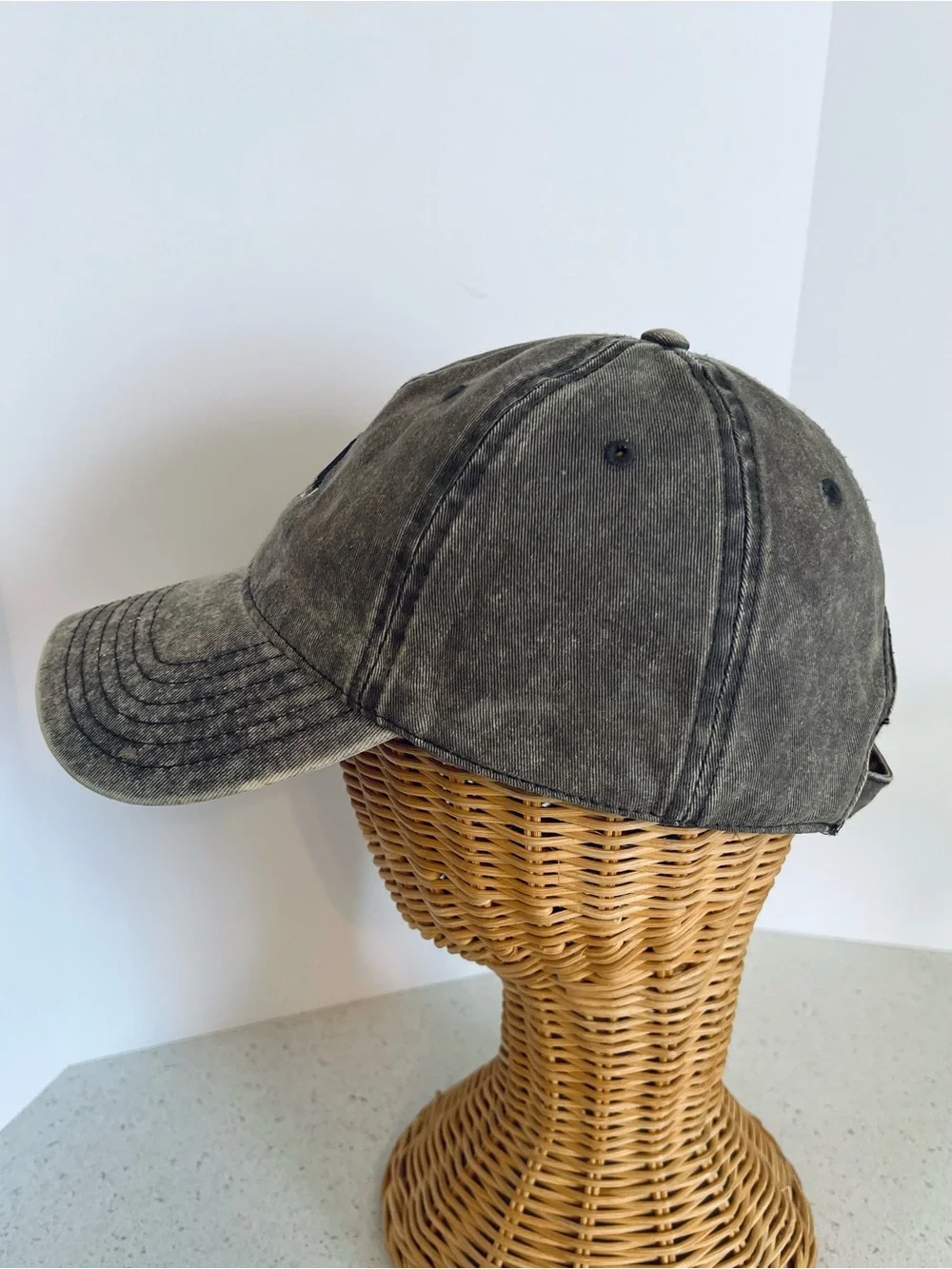 Bernese Mountain Dog Embroidered Baseball Cap Grey Denim Adjustable Hat One Size